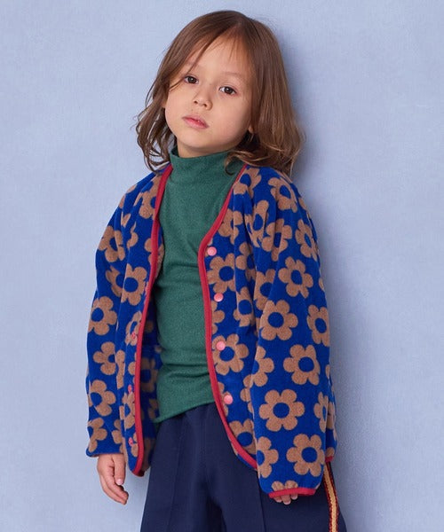 마키즈 자켓 일본 키즈 후리스 카모 플라워 패턴 버튼 플리스 3컬러