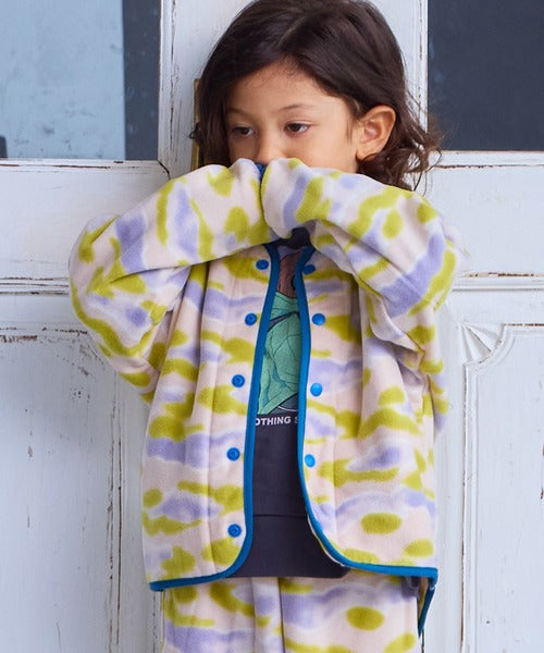 마키즈 자켓 일본 키즈 후리스 카모 플라워 패턴 버튼 플리스 3컬러