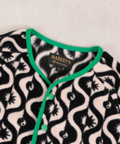 마키즈 자켓 일본 키즈 후리스 카모 플라워 패턴 버튼 플리스 3컬러