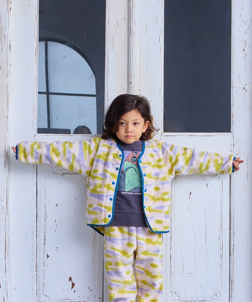 마키즈 자켓 일본 키즈 후리스 카모 플라워 패턴 버튼 플리스 3컬러