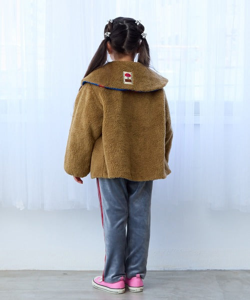 마키즈 자켓 일본 키즈 후리스 리버시블 플라워 패턴 빅 카라 보아