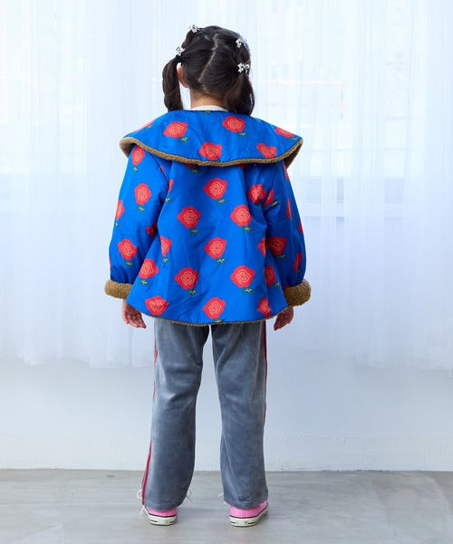 마키즈 자켓 일본 키즈 후리스 리버시블 플라워 패턴 빅 카라 보아