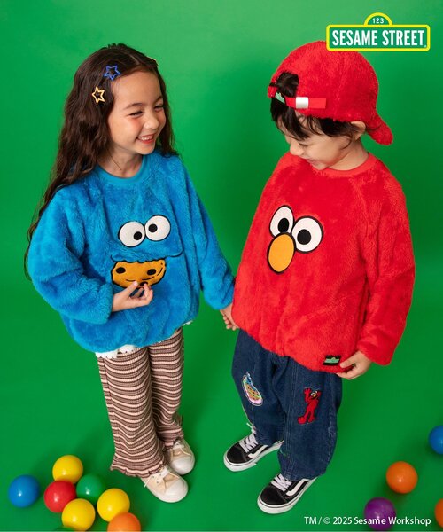 브리즈 키즈 티셔츠 일본 유아 긴팔티 세서미 스트리트 퍼 프리 스트레이너 5컬러