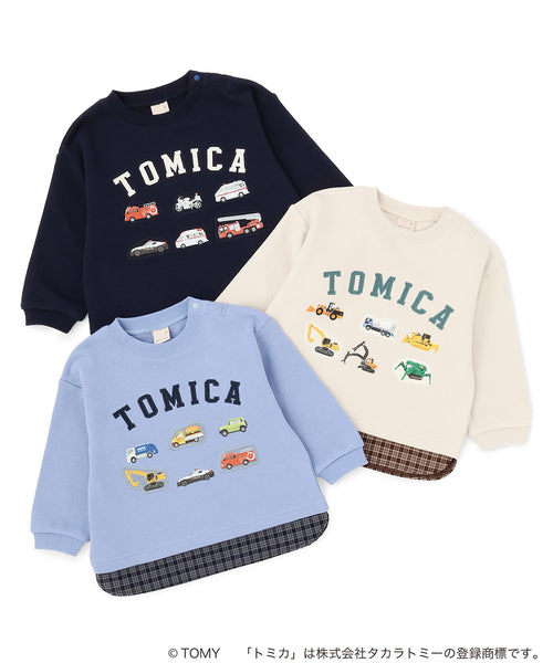 petit main 키즈 티셔츠 일본 쁘띠메인 유아 맨투맨 토미카 체크 긴팔티 3컬러