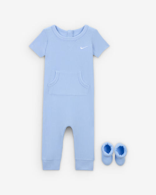 나이키 바디수트 베이비 일본 유아 아기 리브 니트 롬퍼 앤 양말 세트 2컬러