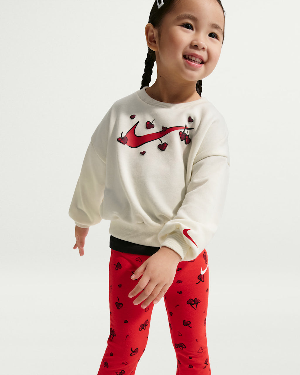 나이키 키즈 셋업 일본 아동 맨투맨 레깅스 바지 체리 포인트 세트 IR8132 2컬러