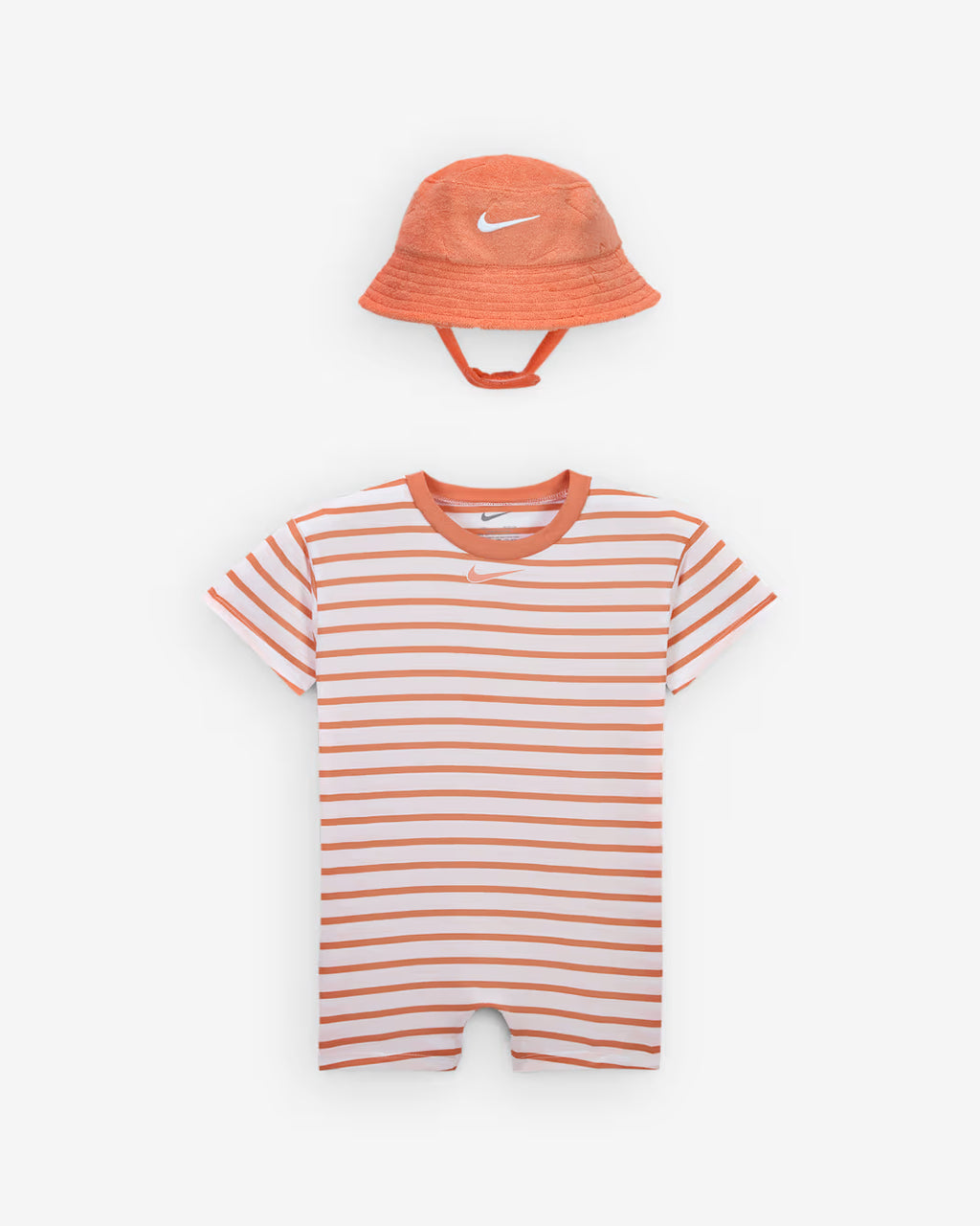 나이키 바디수트 베이비 일본 유아 아기 반팔 슬리브 롬퍼 버킷 모자 세트 2컬러