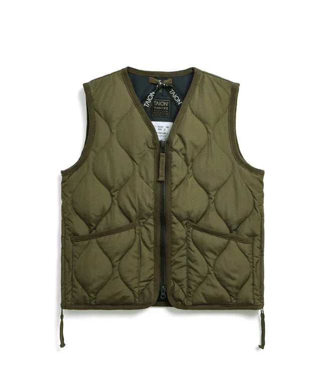 타이온 키즈 패딩 조끼 일본 TAION 베스트 밀리터리 브이넥 짚업 6컬러