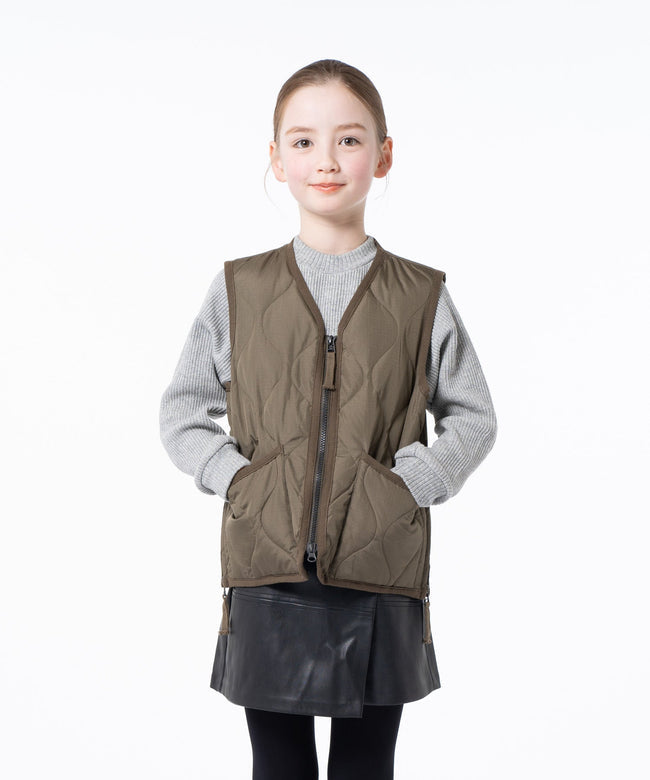 타이온 키즈 패딩 조끼 일본 TAION 베스트 밀리터리 브이넥 짚업 6컬러