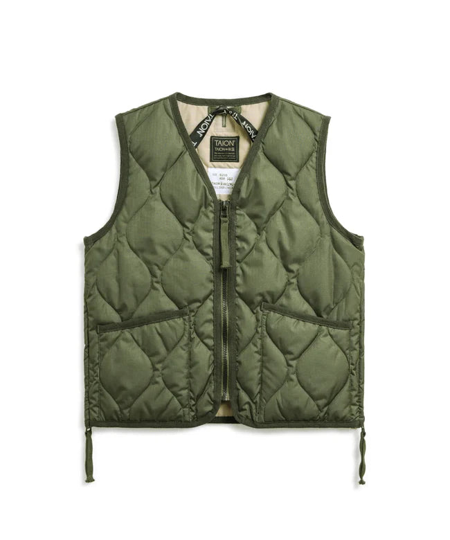 타이온 키즈 패딩 조끼 일본 TAION 베스트 밀리터리 브이넥 짚업 6컬러