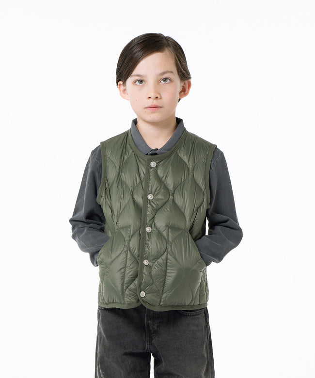 타이온 키즈 패딩 조끼 일본 TAION 베스트 밀리터리 크루넥 버튼 다운 8컬러