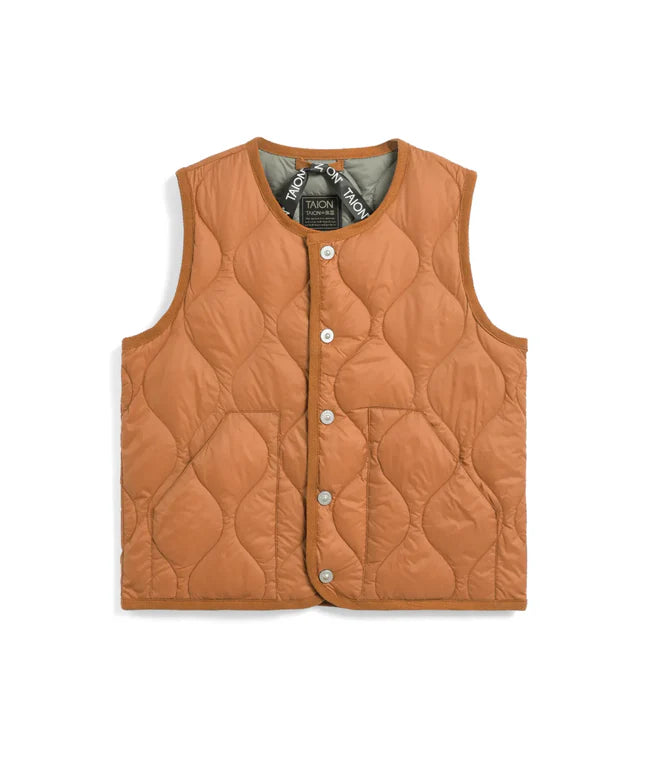 타이온 키즈 패딩 조끼 일본 TAION 베스트 밀리터리 크루넥 버튼 다운 8컬러