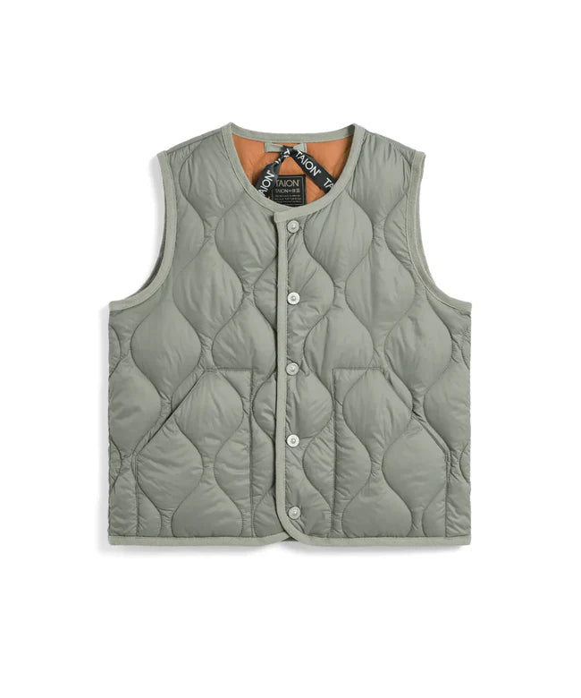 타이온 키즈 패딩 조끼 일본 TAION 베스트 밀리터리 크루넥 버튼 다운 8컬러