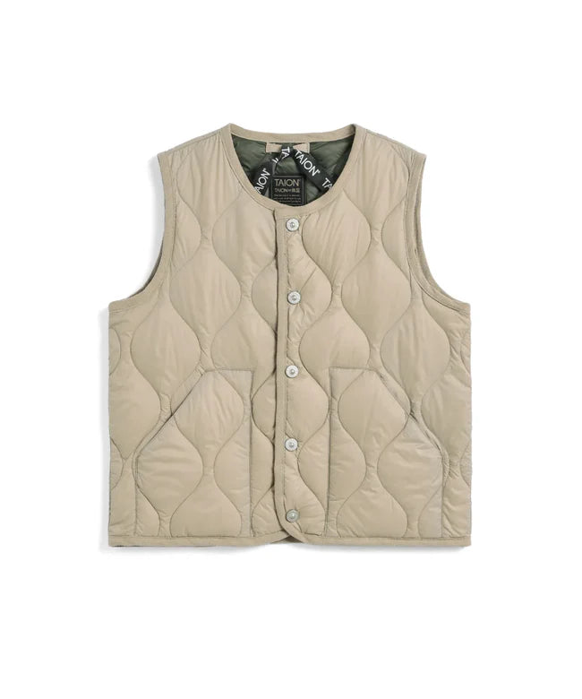 타이온 키즈 패딩 조끼 일본 TAION 베스트 밀리터리 크루넥 버튼 다운 8컬러