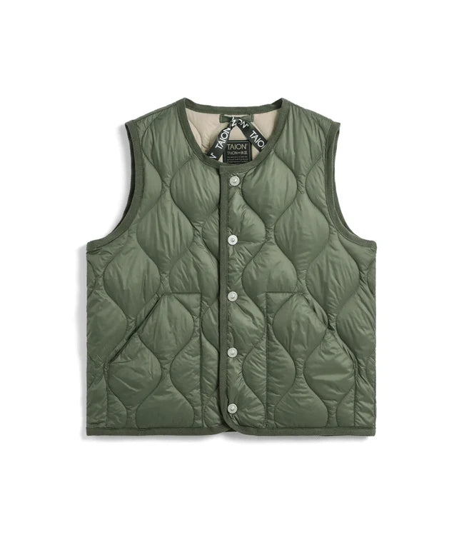 타이온 키즈 패딩 조끼 일본 TAION 베스트 밀리터리 크루넥 버튼 다운 8컬러