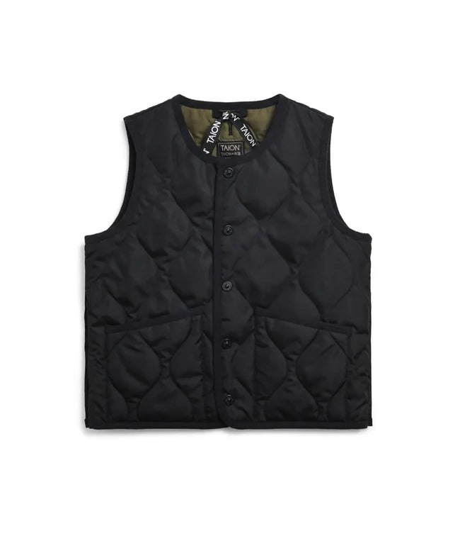 타이온 키즈 패딩 조끼 일본 TAION 베스트 밀리터리 크루넥 버튼 다운 7컬러