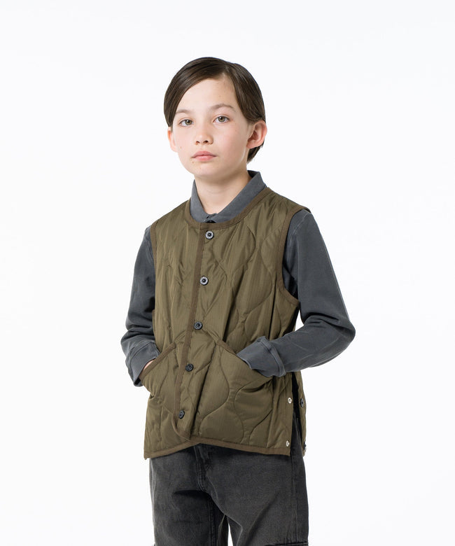 타이온 키즈 패딩 조끼 일본 TAION 베스트 밀리터리 크루넥 버튼 다운 7컬러