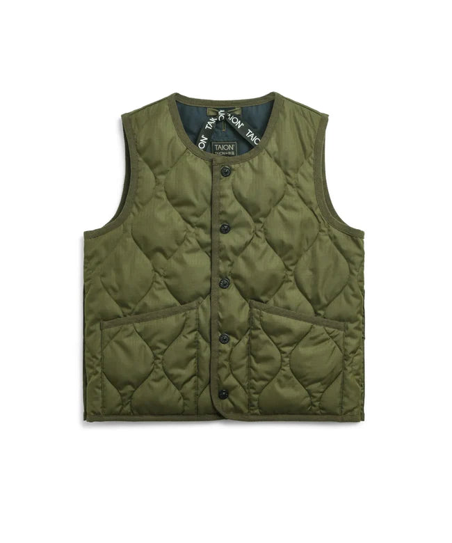 타이온 키즈 패딩 조끼 일본 TAION 베스트 밀리터리 크루넥 버튼 다운 7컬러