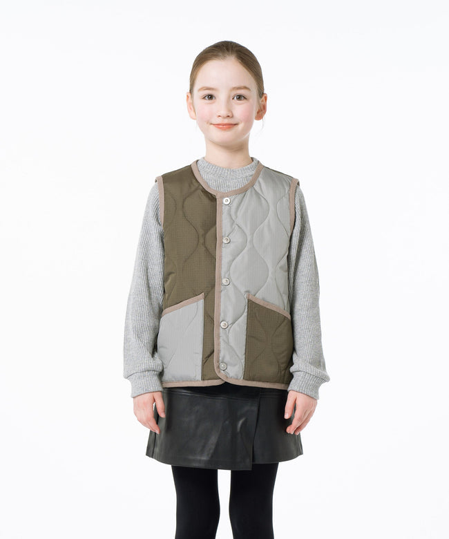 타이온 키즈 패딩 조끼 일본 TAION 베스트 밀리터리 크루넥 버튼 다운 7컬러