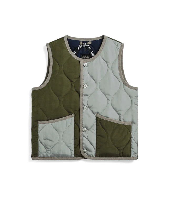 타이온 키즈 패딩 조끼 일본 TAION 베스트 밀리터리 크루넥 버튼 다운 7컬러