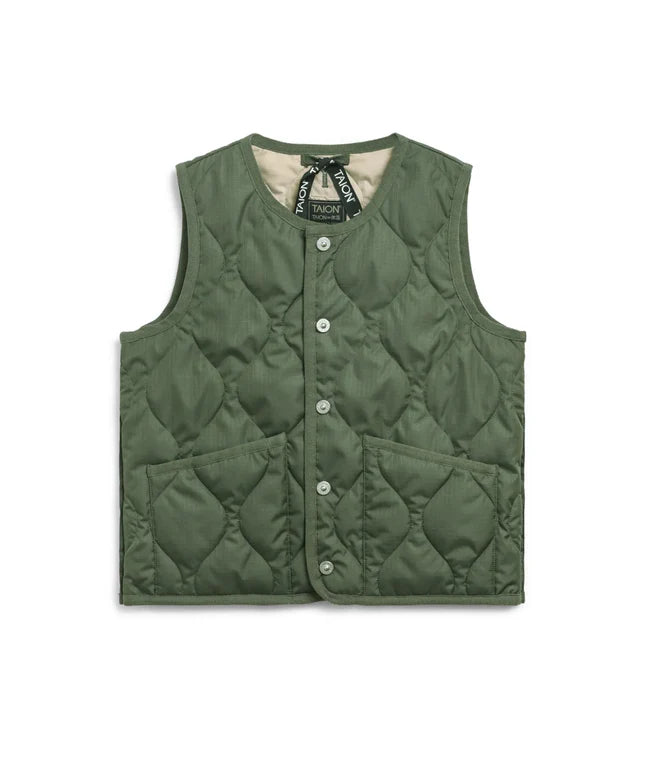 타이온 키즈 패딩 조끼 일본 TAION 베스트 밀리터리 크루넥 버튼 다운 7컬러