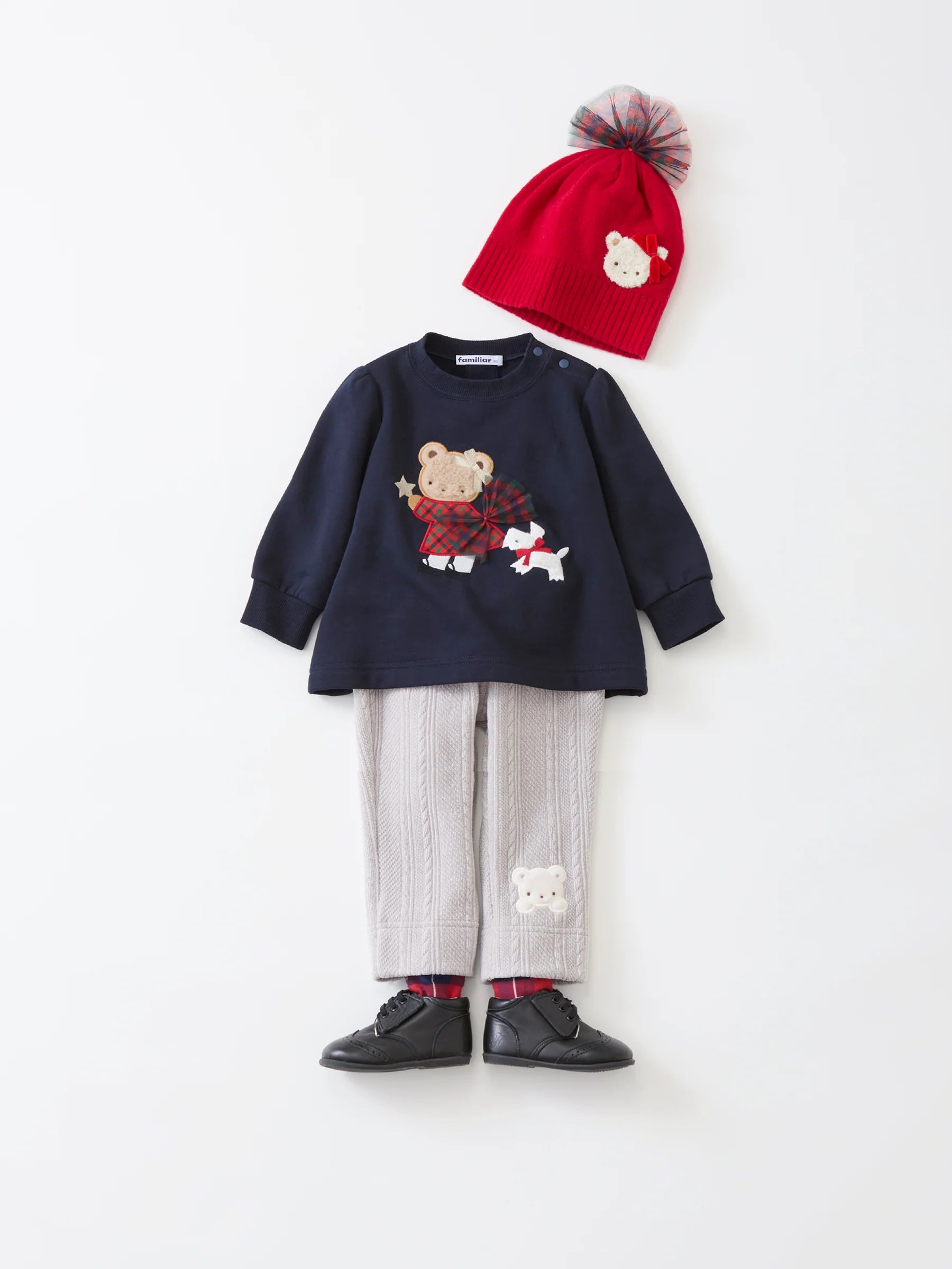 Familia Kids T-shirt Japanese familiar children's clothing check tulle ribbon original color