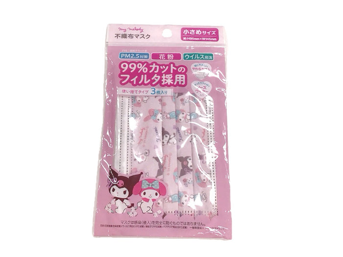산리오 마스크 일본 다이소 쿠로미 마이멜로디 키즈용 부직포 타입 3매입