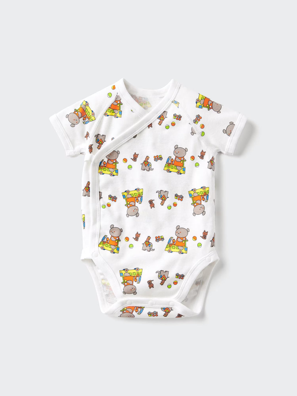 일본 유니클로 베이비 바디수트 곰돌이 버스 그림책 컬렉션 앞트임 롬퍼