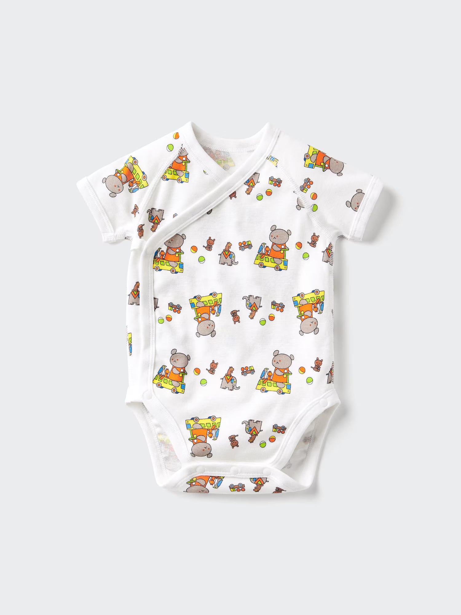 일본 유니클로 베이비 바디수트 곰돌이 버스 그림책 컬렉션 앞트임 롬퍼