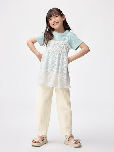 지유 바지 일본 GU 걸스 라이트 데님 배럴 레그 청바지 4컬러 358827