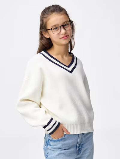 GU 키즈 티셔츠 일본 지유 긴팔티 스웨터 브이넥 니트 359411 2컬러