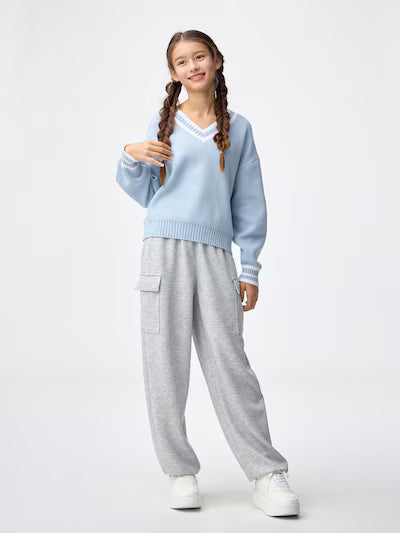 지유 키즈 바지 일본 GU 걸스 퍼프 스웨트 카고 배럴 레그 팬츠 3컬러 359381