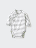 유니클로 베이비 바디슈트 일본 긴팔 티셔츠 앞트임 스트라이프 롬퍼