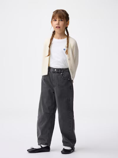 GU 키즈 바지 일본 지유 청바지 걸스 배럴 레그 라인스톤 팬츠 4컬러 358822