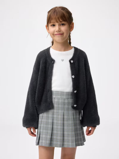 GU 키즈 가디건 일본 지유 카디건 샤기 니트 하트 비쥬 버튼 357587 4컬러