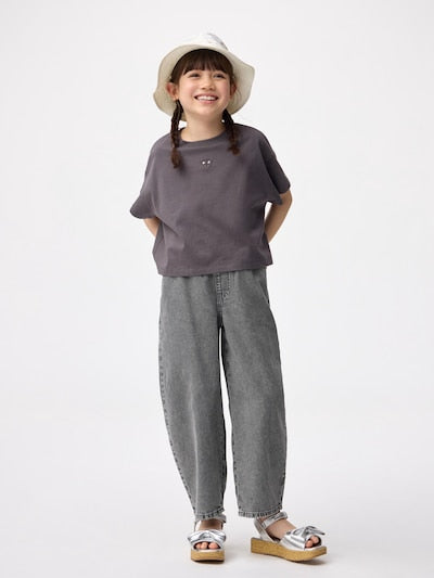 지유 바지 일본 GU 걸스 라이트 데님 배럴 레그 청바지 4컬러 358827