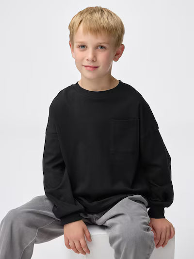 GU 키즈 티셔츠 일본 지유 긴팔티 코튼 포켓 디자인 358799 4컬러