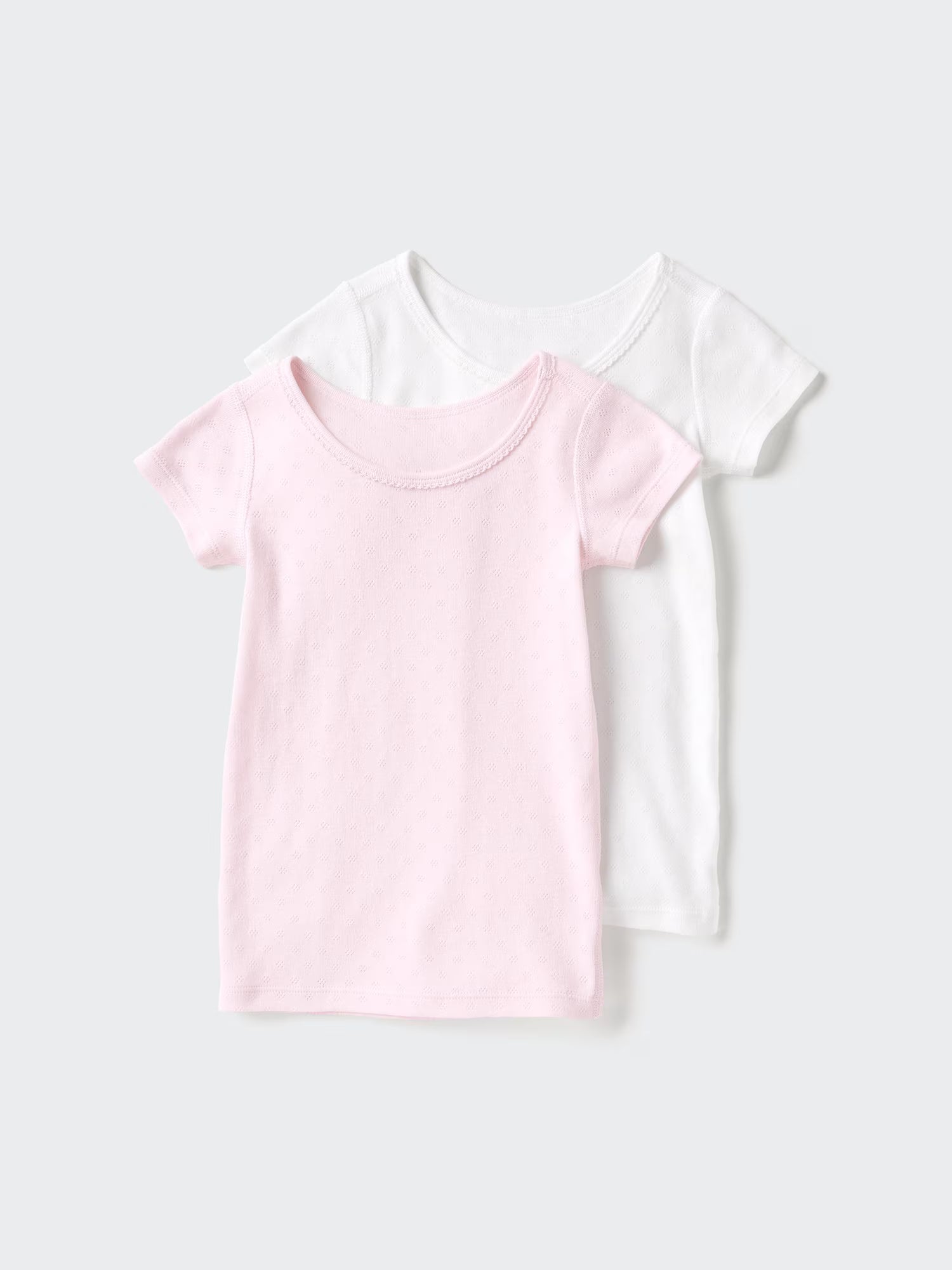 일본 유니클로 베이비 내의 코튼 후리스 이너 포인텔 티셔츠 2장 세트