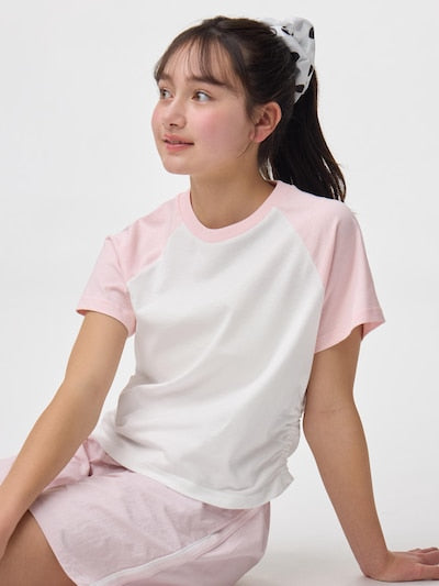 지유 티셔츠 일본 GU 걸스 크롭 라글란 반팔티 3컬러 359412
