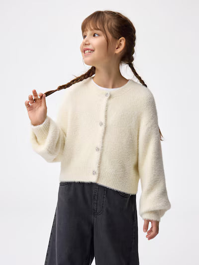 GU 키즈 가디건 일본 지유 카디건 샤기 니트 하트 비쥬 버튼 357587 4컬러