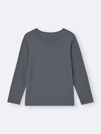 GU 키즈 내의 일본 지유 히트텍 남여공용 스타일 크루넥 긴팔티 3컬러