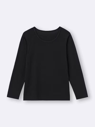 GU 키즈 내의 일본 지유 히트텍 남여공용 스타일 크루넥 긴팔티 3컬러