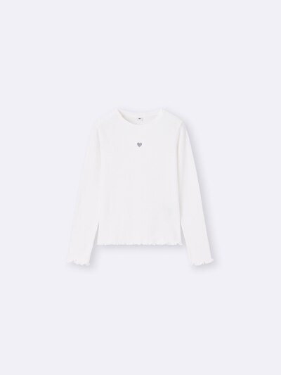 GU 키즈 티셔츠 일본 지유 긴팔티 리브 쿠루넥 컴팩트 디자인 358834 5컬러