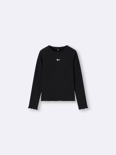 GU 키즈 티셔츠 일본 지유 긴팔티 리브 쿠루넥 컴팩트 디자인 358834 5컬러