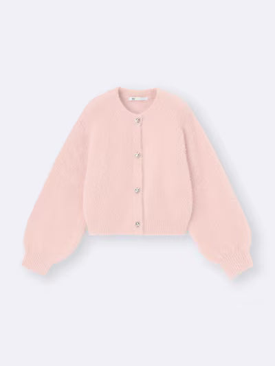 GU 키즈 가디건 일본 지유 카디건 샤기 니트 하트 비쥬 버튼 357587 4컬러