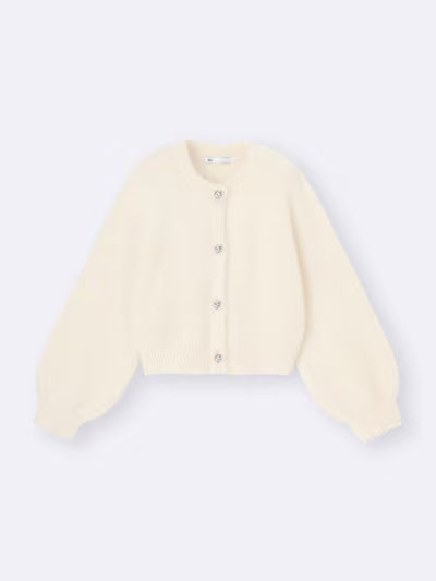 GU 키즈 가디건 일본 지유 카디건 샤기 니트 하트 비쥬 버튼 357587 4컬러