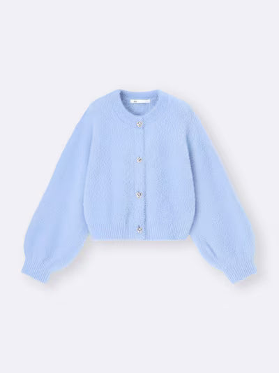 GU 키즈 가디건 일본 지유 카디건 샤기 니트 하트 비쥬 버튼 357587 4컬러