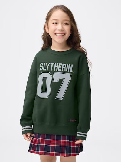 GU 키즈 티셔츠 일본 지유 맨투맨 해리포터 슬리더린 기숙사 디자인 357643