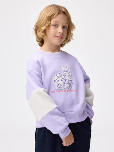 GU 키즈 티셔츠 일본 지유 맨투맨 포켓피스 센터 캐릭터 디자인 358552