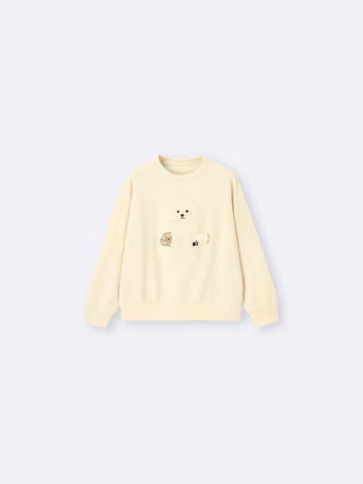 GU 키즈 티셔츠 일본 지유 맨투맨 강아지 코튼 스웨트 풀오버 359389